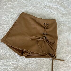 Brown Tan Faux Suede Shorts